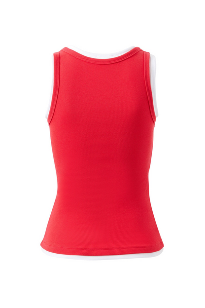 Ceres life Skylar Layered Rib Tank - Red/White