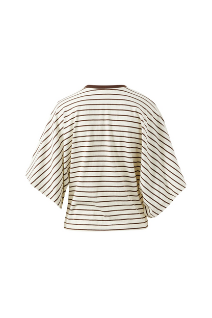 Ceres Life Lucy Relaxed Sleeve Tee - Milk/Brunette Stripe