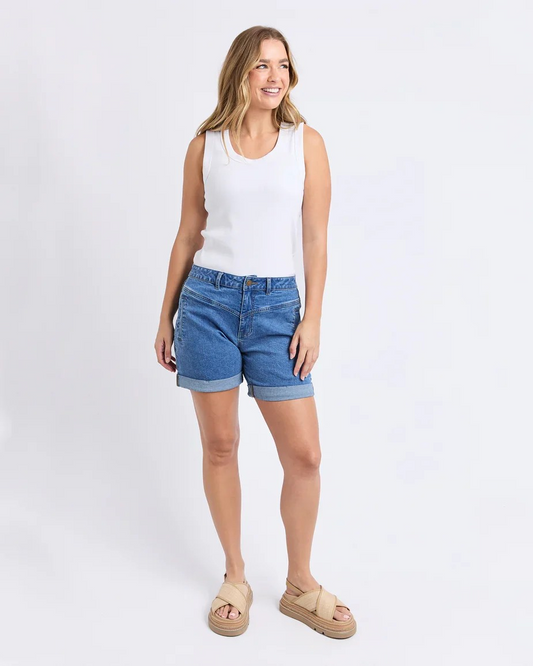 Foxwood Devi Denim Shorts - Mid Blue
