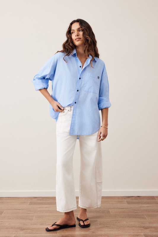 Ceres Life Peta Oversized Shirt - Sky Blue