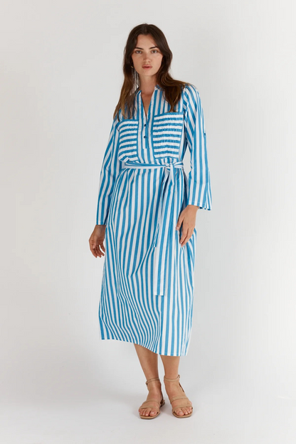 Itami Stripe LS Dress Blue