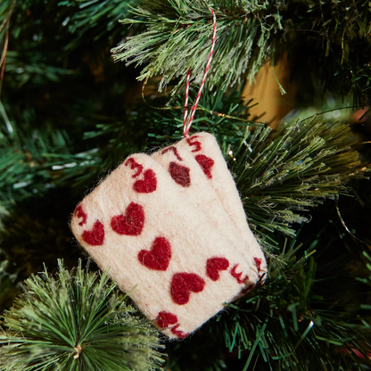 felt heart playing cards ornaments for tree or car 