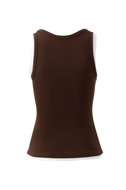 Ceres Life Skylar Layered Rib Tank - Choc/White