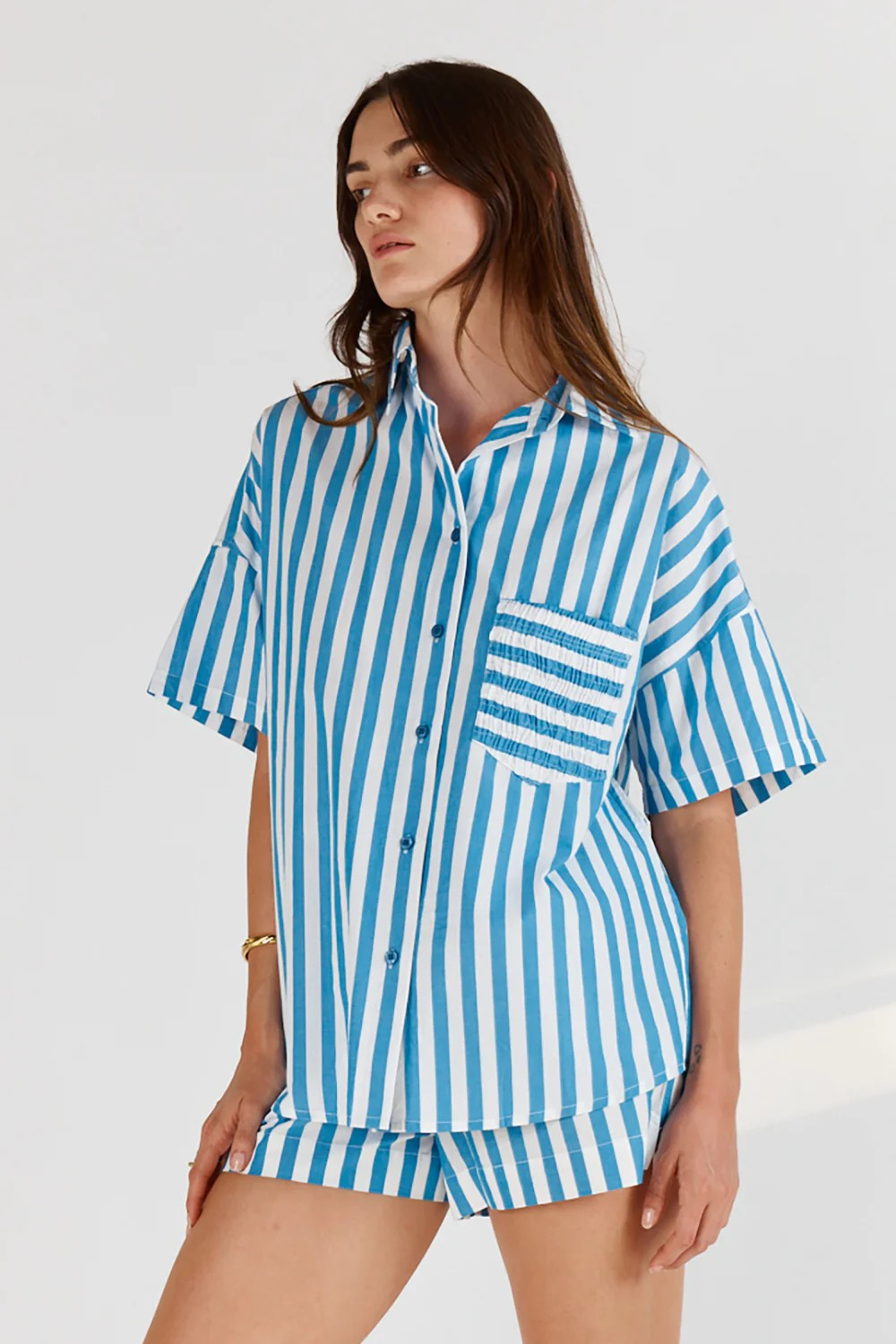 ITAMI Stripe Shirt Blue